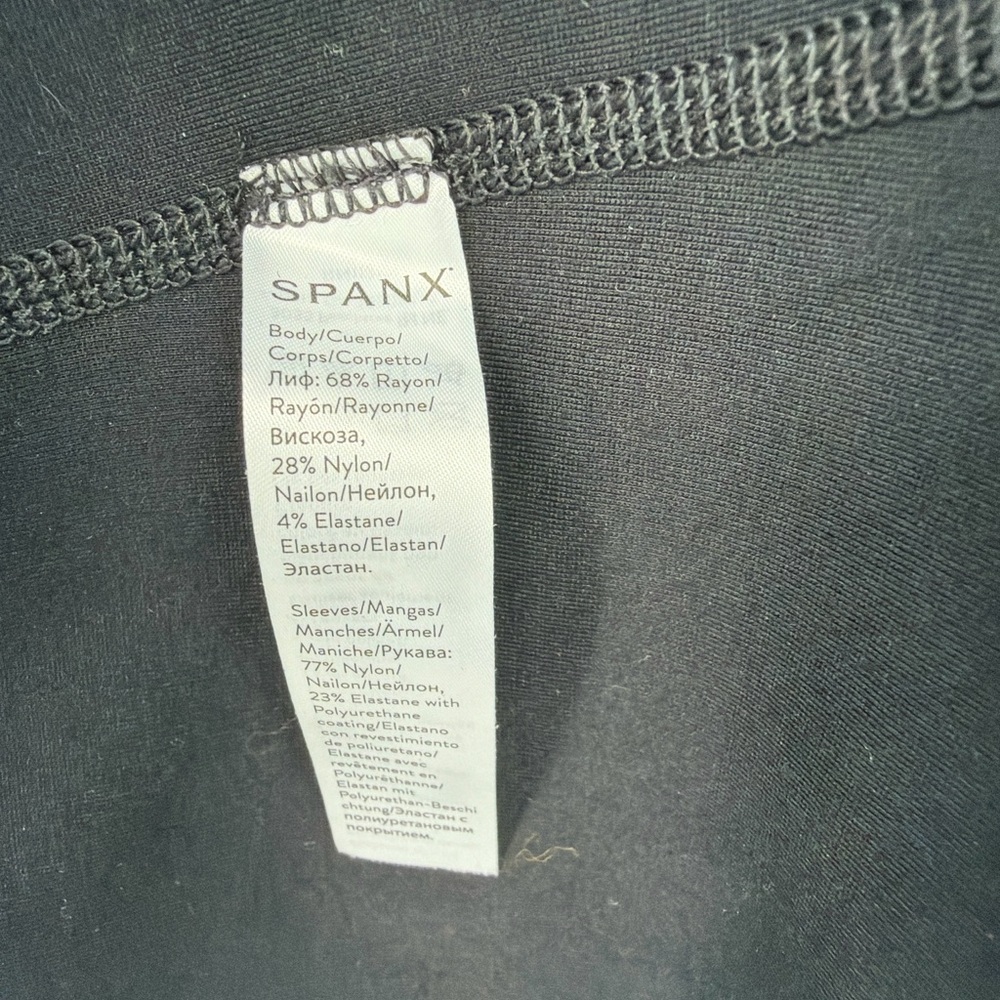 Spanx Black Faux Leather Sleeve Wrap Jacket Small - Picture 10 of 10